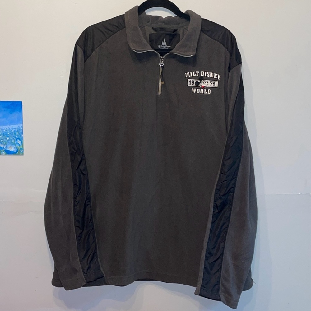 Walt Disney World Mickey Mouse Fleece Quarter-Zip Sweater - Gray - Mens Sz XL